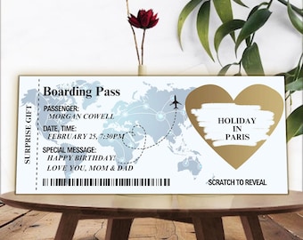 Custom Scratch Reveal Boarding Pass: Surprise Trip Ticket