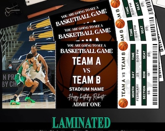 Custom Laminated Basketball Ticket: Personalized Souvenir Keepsake