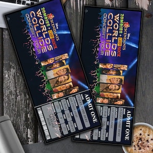 May include: Two laminated concert tickets with the text "Zombies + Camp Rock Worlds Collide Concert Tour." The tickets have a dark blue and purple background with images of people. The bottom of the image reads "Physical Ticket."