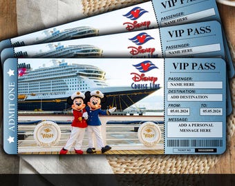 Personalized Disney Cruise Laminated Ticket, Surprise Reveal Gift