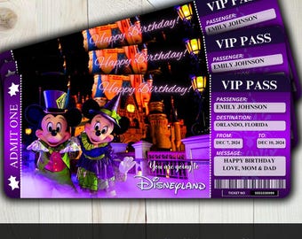 Boleto laminado de Halloween de Disney, sorpresa en el parque temático, regalo revelador