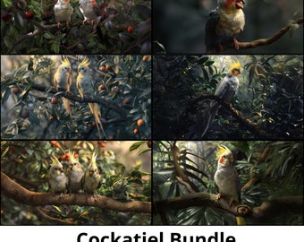 Samsung Frame TV | Cockatiel 6 PNG Bundle | Digital Download | Parakeet Bird Cockatoo Parrot Ornithology Pet Owner Feathers Exotic Australia