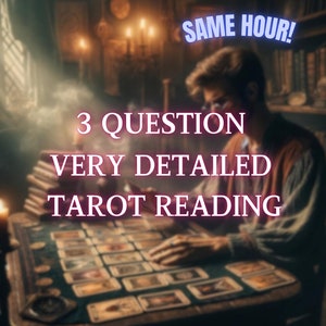 Lecture de tarot à 3 questions - Même heure - Lecture psychique détaillée