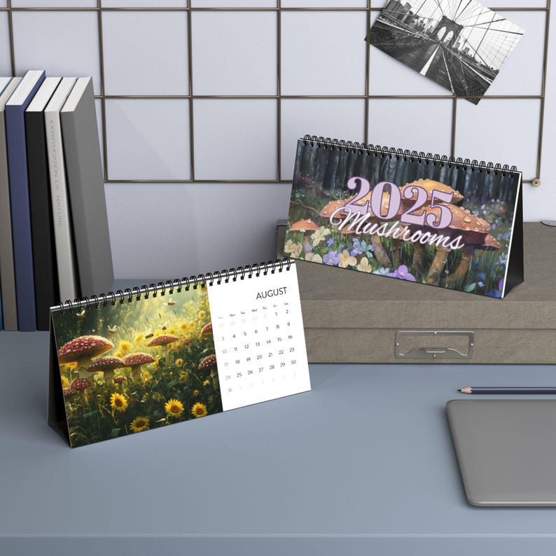 2025 Mushrooms Desktop Calendar Seasonal Mushroom Art Cottagecore Vibes ...