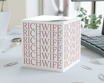 RICH WIFE Note Cube, post it, sticky notes, memo pad, aesthetic pad, feminine stationery