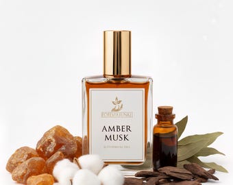 Aceite de fragancia unisex AMBER MUSK 100 % puro, concentrado de aceite de perfume perfumado, 15 ml, 1/2 oz, 0.5 oz