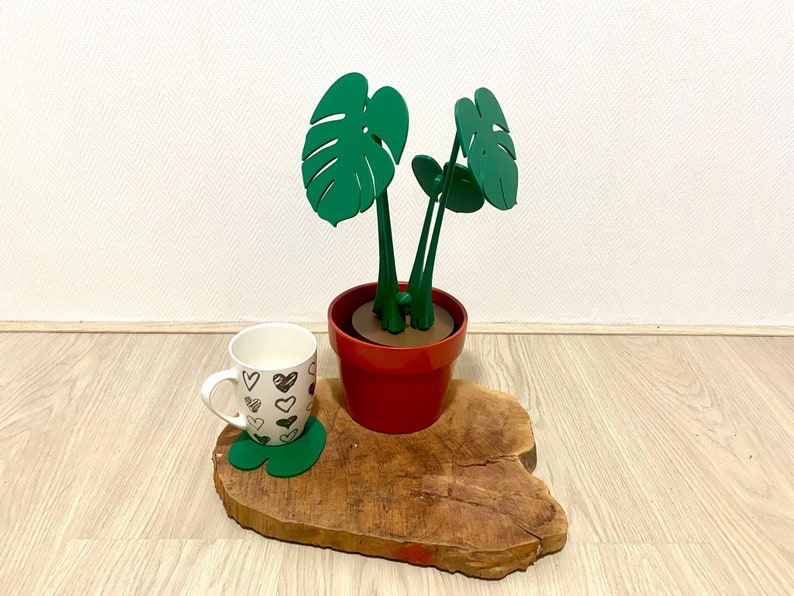 Monstera coaster plant, Coaster plant with magnets, Split leaf Philodendron coasters, Swiss cheese plant, Mothersday gift, Birthday gift afbeelding 1