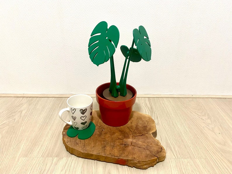 Plante de montagnes russes Monstera, Plante de montagnes russes avec aimants, Sous-verres Philodendron à feuilles fendues, Usine de fromage suisse, Cadeau de fête des mères, Cadeau danniversaire image 1