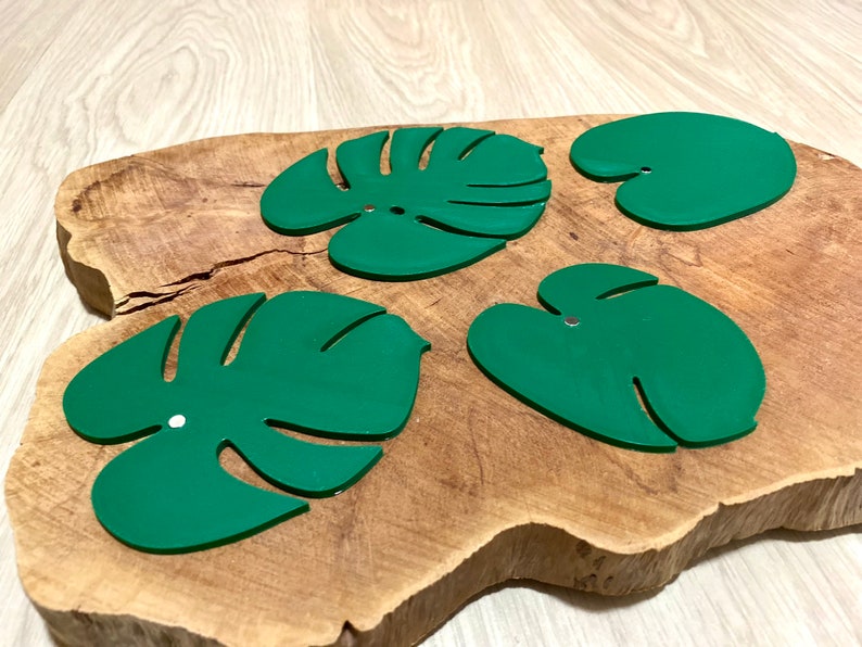 Monstera coaster plant, Coaster plant with magnets, Split leaf Philodendron coasters, Swiss cheese plant, Mothersday gift, Birthday gift afbeelding 9