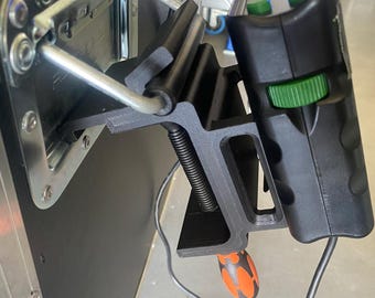 AV Comms holder and clamp, for GreenGo, ClearCom, Riedel Bolero, RTS beltpack, flightcase hook & clamp, US price-incl. all taxes and tariffs