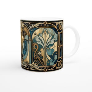 Art Deco Ceramic Coffee Mug: Elegant Vintage-Style Home Decor
