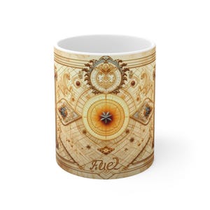 Art Deco Coffee Mug: Whimsical Ceramic Tea Cup, 11oz