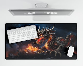 Dragon Desk Mat Gaming Mouse Pad Grote muismat, gestikte randen, toetsenbordmuismat Desk Pad voor werkspel Office Home XL, 31"x15,5"