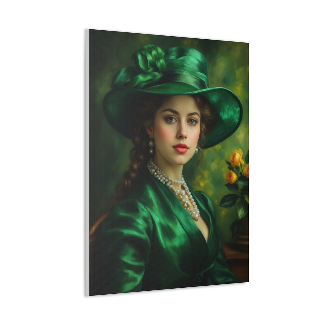 Portrait of a Lady in Green, Wall Art, Scenic Wall Art, Canvas Art ...