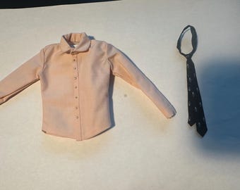 1:6 scale pink shirt with black patterned tie