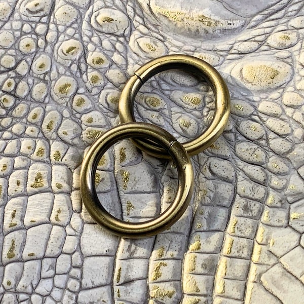 35mm Antique Brass Purse O Rings|Heavy Duty|25mm ID|Brushed Satin Plated Zinc|Bag O-Rings, Handbag Rings, Jewelry O-Rings (1044)