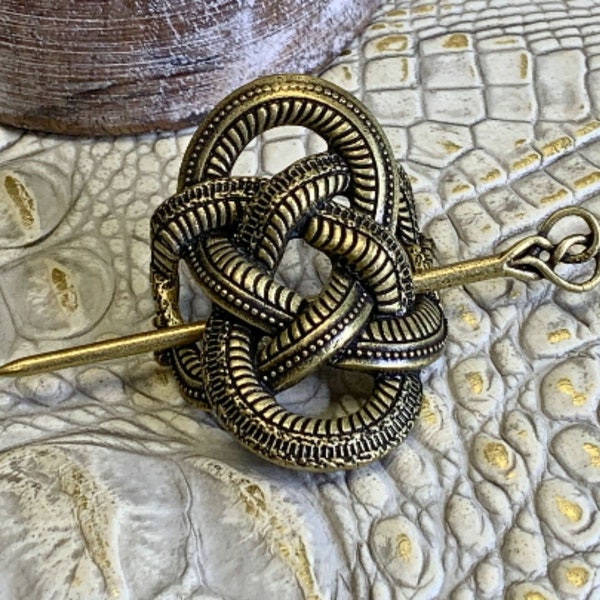 Celtic Coiled Snake Hair Spike|Antique Bronze Plated Zinc w 4" Spike|Celtic Hair Spike, Medieval Hair Clip, Ren Faire Jewelry