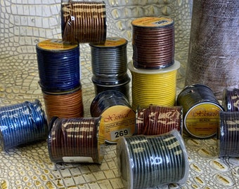 1mm, 2mm Round Leather Cord Spools|10, 25, and 50 Meters|Jewelry Making, Weaving, Macrame, Handbag Making, Craft Supplies