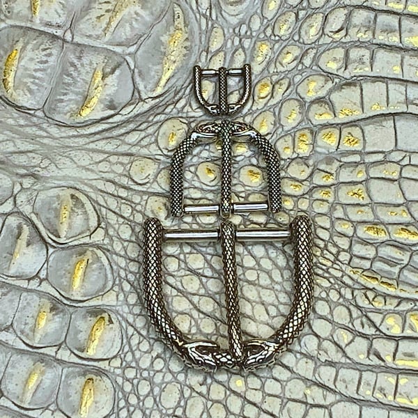 Ouroboros Snake Buckles|Cast and Polished Nickel|Antique Wash|Handbag Hardware, Leashes, Belts (1074)