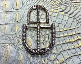 Ouroboros Snake Buckles|Cast and Polished Nickel|Antique Wash|Handbag Hardware, Leashes, Belts (1073, 1074)