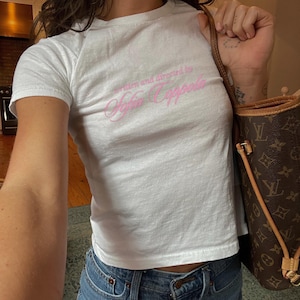 Written and Directed by Sofia Coppola Baby Tee, Y2K Style Tee, 90s Fitted Shirt, Trendy Tshirt, Coquette Aesthetic, Pinterest Aesthetic Top