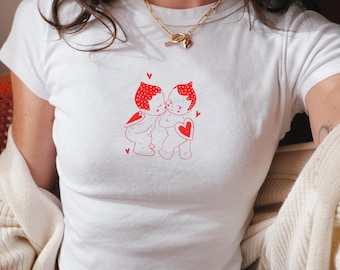 Valentines Day Baby Tee - Coquette Cherub Shirt, Kewpie Babytee, Sonny Angel Baby Tee, Coquette Y2k, Coquetteful, Bow Baby Tee, Doll Shirt