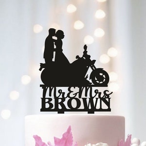 Motorcycle Wedding cake topper, Motorcycle Cake Toppers, Motorcycle kissing couple Wedding Topper, Cake topper with Motorcycle Biker