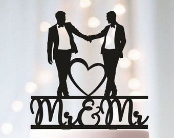 Décoration de gâteau de mariage gay, décoration de gâteau de mariage M. et M., décoration de gâteau de même sexe décoration de gâteau gay, décoration de gâteau de mariage homosexuel, mariage gay