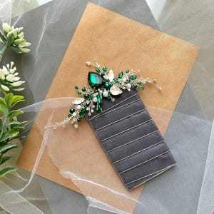 Handmade Emerald & Opal Crystal Boutonniere: Grooms Wedding Accessory