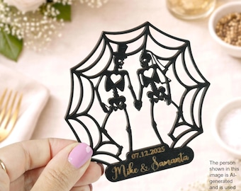 Skull Coaster – Wooden Wedding Favor for Alternative or Halloween Events