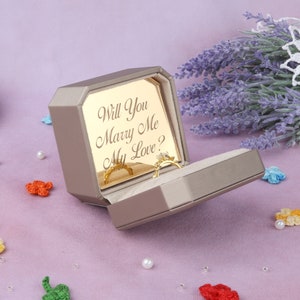 Personalized Leather Proposal Ring Box: Dainty Engagement, Wedding Keepsake