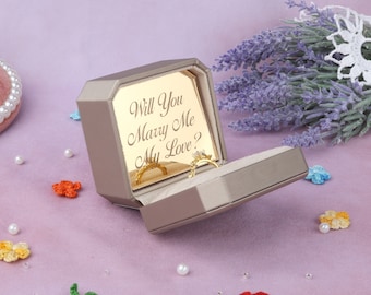 Personalized Leather Proposal Ring Box: Dainty Engagement, Wedding Keepsake