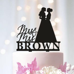 Custom Lesbian Wedding Cake Topper: Two Brides, Mrs & Mrs