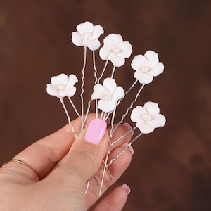 Set of 6 wedding flower bridal hair pins. Wedding Hair Pins. Pearl Hair Pins. Bridal Hairpins. Hair Pins for Wedding SLpin0990