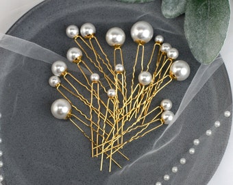 Set of 18 pearl bridal hair pins. Wedding Hair Pins. Gold Hair Pins. Bridal Hairpins. Hair Pins for Wedding SLpin0776g