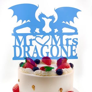 Personalized Dragon Wedding Cake Topper: Gothic Fantasy Couple