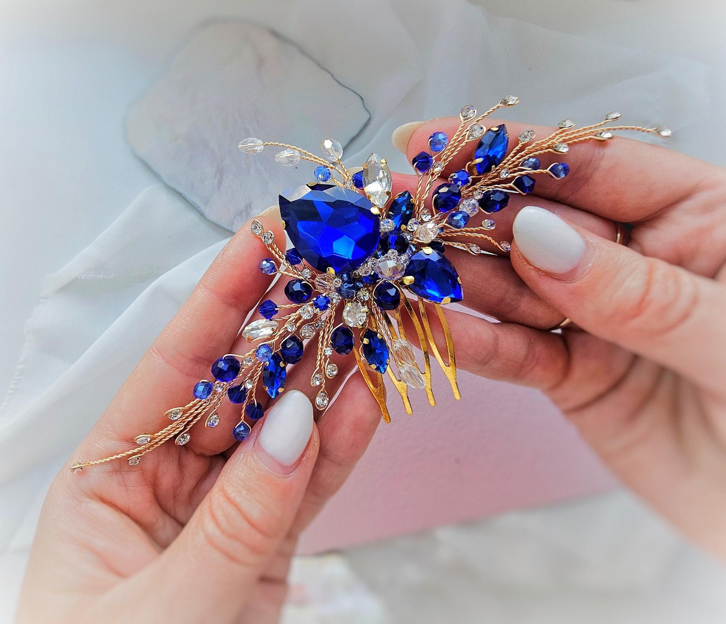 Royal blue hair pins gold - Etsy 日本