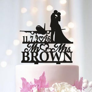Personalized Airplane Wedding Cake Topper: Aviation Theme