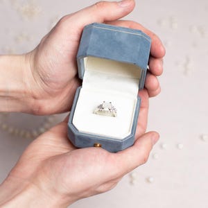 Velvet Ring Box: Monogrammed Wedding Ring Bearer Light Blue One Ring Box