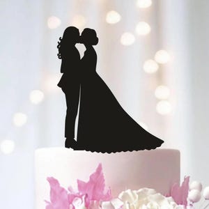Mrs and Mrs Wedding Cake Topper: Lesbian Bride Silhouette