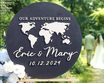 3D Wood World Map Wedding Guest Book Alternative: Adventure Guestbook Sign