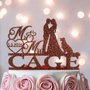 Mr & Mrs Cake Topper: Rustic Wedding, Custom Name