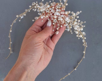 Bridal hair piece Bridal hair vine Bridal Hair Accessories Wedding Hair Accessories Pearl Wedding hair piece Gold Bridal hair vine VF-179