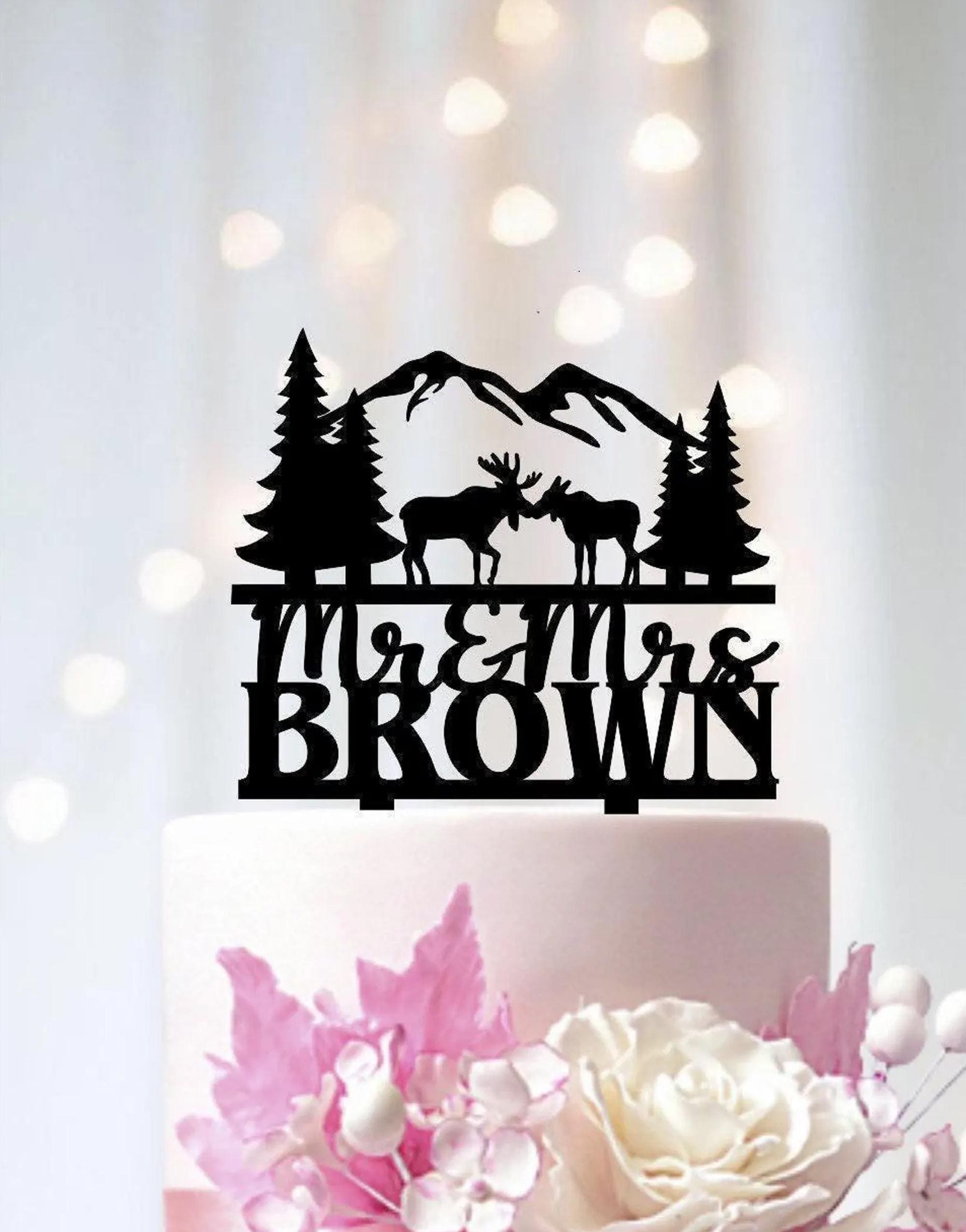 Adorno para tarta de bodas de ciervo: silueta de ciervo y cierva, pastel de  caza - Etsy México, image size:2000x2550