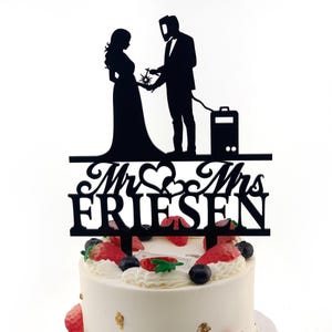 Welder Wedding Cake Topper: Funny Acrylic Groom & Bride