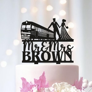 Train Wedding Cake Topper: Locomotive Driver, Custom Mr & Mrs