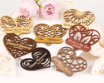 Wooden Heart Coaster, Custom Rustic Table Décor, Wedding Keepsake