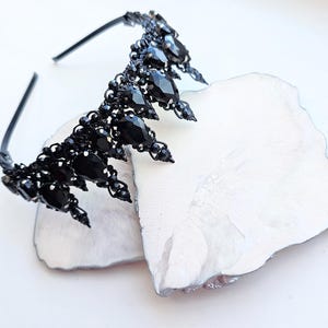 Black wedding tiara, Evil queen crown, Gothic tiara, Black gothic bridal crown, Black crystal crown, Gothic headpiece VF-743