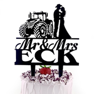 Tractor Wedding Cake Topper, Farmer Wedding cake topper, Rustic Wedding Cake Topper, Country Wedding cake topper, Farmer cake topper T205
