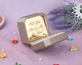 Leather Proposal Ring Box: Dainty Engagement, Wedding Keepsake